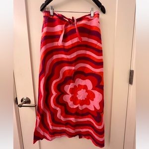 Zara floral printed linen midi skirt